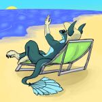  absurd_res beach dragon feathers fluffy hi_res nude seaside shapeshifting 