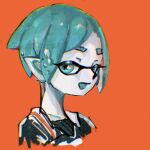  1other :d androgynous aqua_eyes aqua_hair bangs borrowed_garments colored_inner_hair colored_skin dododohuhuhu domino_mask eyelashes fusion highres houseki_no_kuni inkling large_ears looking_at_viewer mask multicolored_hair open_mouth orange_background parted_bangs phosphophyllite pointy_ears portrait rotated short_hair sidelocks simple_background smile solo splatoon_(series) tentacle_hair thick_eyelashes upper_body white_hair white_skin 