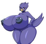  anthro areola avian beak big_breasts bird blue_body breasts busty_bird corvid corvus_(genus) crow female genitals grey_areola grey_nipples hi_res huge_breasts huge_hips huge_thighs hyper hyper_breasts iggy_bomb nipples non-mammal_breasts nude orange_eyes oscine passerine pussy smile solo thick_thighs wide_hips 