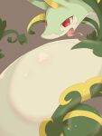  ambiguous_gender belly eyelashes feral forked_tongue generation_5_pokemon hi_res k_busho nintendo open_mouth pokemon pokemon_(species) red_eyes reptile scalie serperior snake solo tongue video_games 