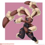  absurd_res action_pose anthro black_sclera border breasts female hi_res long_ears mega_evolution mega_lopunny navel nintendo omegasunburst pokemon pokemon_(species) pose solo thick_thighs video_games white_border 