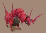  brown_background commentary_request full_body half-closed_eyes looking_down no_humans nyala_(nyala_766) orange_eyes pokemon pokemon_(creature) scolipede solo spikes standing 
