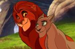 ahadi blue_eyes disney duo felid female feral hair hi_res lion male male/female mammal pantherine red_eyes red_hair rose_ann the_lion_king 