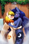  anthro asymmetrical_breast_frottage bathroom big_breasts blush breast_size_difference breast_squish breasts breasts_frottage butt cutie_mark duo equid equine eye_contact fan_character feathered_wings feathers female female/female friendship_is_magic hasbro hi_res horn imminent_sex looking_at_another mammal mrscroup my_little_pony navel nude pegasus princess_luna_(mlp) shower size_difference smile squish towel winged_unicorn wings 