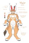  anthro asnnonaka black_body black_ears black_fur black_pawpads caracal caracal_(genus) chain cheek_tuft chest_tuft color_swatch cuff_(restraint) digitigrade english_text facial_tuft fangs featureless_crotch felid feline front_view full-length_portrait fur hair hip_tuft iron_collar leg_tuft looking_at_viewer male mammal neck_tuft nude orange_body orange_fur pawpads portrait red_eyes restraints shackles shoulder_tuft simple_background solo standing text tuft unsigned white_background white_body white_fur white_hair 