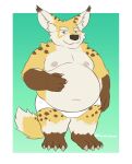  absurd_res anthro canid canine clothing fennec fox fur harushipanda hi_res male mammal moobs multicolored_body multicolored_fur overweight overweight_male shirtless solo teapot_(body_type) underwear white_body white_fur yellow_body yellow_fur 