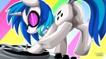  2019 anatomically_correct anatomically_correct_genitalia anatomically_correct_pussy animal_genitalia animal_pussy blue_hair blue_tail butt cutie_mark digital_media_(artwork) dock equid equine equine_pussy eyewear female feral friendship_is_magic genitals glasses hair hasbro headphones hi_res hooves horn mammal my_little_pony mysticalpha nipples pussy raised_tail signature solo teats turntable_(decks) unicorn vinyl_scratch_(mlp) white_body 