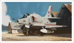  a-4_skyhawk aircraft blue_sky border building commentary english_commentary mikado_(winters) military military_vehicle no_humans original outdoors sky white_border 