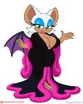  anthro bedroom_eyes big_breasts breasts chiropteran cleavage clothed clothing female hi_res looking_at_viewer mammal narrowed_eyes omegasunburst robe rouge_the_bat seductive sega solo sonic_the_hedgehog_(series) translucent translucent_clothing wings 