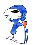  2022 :3 blue_hair chibi female gardevoir generation_3_pokemon hair hair_over_eye hi_res humanoid nintendo not_furry one_eye_obstructed plushie pokemon pokemon_(species) renv shiny_pokemon signature simple_background smug solo video_games white_background 