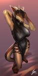  2022 anthro armpit_fetish breasts digital_media_(artwork) dragon female fur hair hi_res horn hybrid liny_(zenfry) looking_at_viewer raised_arm simple_background solo zenfry 