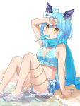  accessory animal_humanoid bikini blue_hair clothing colored_nails dessert flower flower_in_hair food hair hair_accessory hi_res humanoid ice_cream lagomorph lagomorph_humanoid leporid_humanoid mammal mammal_humanoid nails plant rabbit_humanoid sand sanrio short_hair show_by_rock!! swimwear uiui_(show_by_rock!!) water yellow_eyes 
