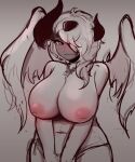  absurd_res anthro big_breasts blush breasts clothed clothing female hi_res mega_absol mega_evolution nintendo nipples pokemon pokemon_(species) pokemorph qwert solo topless video_games white_body wings 