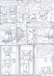  anthro black_and_white border bottomwear canid canine clothing comic creaking damaged_wall dasyuromorph dialogue door duo english_text female footwear hand_in_pocket hand_on_head hands_on_own_head hole_(pit) kitfox-crimson looking_at_another looking_at_partner looking_down machine male mammal marsupial monochrome novus_(kitfox-crimson) onomatopoeia outside_border pants pockets rumour_(kitfox-krimson) shirt shoes sitting sketch sound_effects stone_floor stone_wall t-shirt tank_top technology text thinking thought_bubble thylacine topwear wall_(structure) 