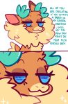  2021 blue_eyes brown_body brown_fur capreoline cervid comic countershading dialogue empty_eyes english_text female fur hi_res horn hoshmyposhes humor mammal neck_tuft reindeer simple_background solo talking_to_viewer text them&#039;s_fightin&#039;_herds tuft velvet_reindeer_(tfh) 