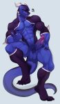  2022 5_fingers abs anthro athletic athletic_anthro balls bedroom_eyes big_balls big_penis blue_balls blue_body blue_eyes digital_media_(artwork) digitigrade dragon erection fingers genitals glans grin hi_res horn humanoid_genitalia looking_at_viewer male maxraiden muscular muscular_anthro muscular_male narrowed_eyes nipples open_mouth penis pink_glans saggy_balls scalie seductive simple_background smile solo vein veiny_penis wao_(e-zoid) wingless_dragon 