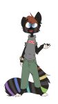  absurd_res ailurid anthro big_ears big_eyes big_tail bottomwear claws clock clothing costume dark_body dark_fur fur hi_res male mammal multicolored_tail pants rainbow_tail razumi red_body red_fur red_panda riffen solo standing sweatshirt tiptoes toony watch white_fingers white_toes 