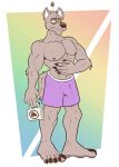  2022 5_fingers 5_toes anthro biped boxers_(clothing) brown_body brown_eyes brown_fur brown_nipples brown_nose bulge canid canine canis cheek_tuft chin_tuft claws clothed clothing coffee_mug facial_tuft feet fingers frown fur genital_outline graves_(mospy) hand_on_stomach head_tuft hi_res holding_mug holding_object male mammal mospy_(artist) mug muscular muscular_anthro muscular_male nipples pecs penis_outline plantigrade purple_boxers purple_clothing purple_underwear simple_background solo standing toe_claws toes tuft underwear underwear_only upset white_background wolf yellow_sclera 