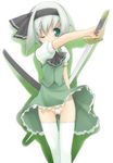  bad_id bad_pixiv_id green_eyes hairband katana konpaku_youmu maebari shikapu short_hair silver_hair solo sword thighhighs touhou weapon 