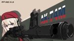  1girl absurdres aiming ak-74m ak74m_(girls'_frontline) assault_rifle brown_hair commentary_request dated english_text girls'_frontline gun hat highres kalashnikov_rifle long_hair military purple_eyes red_hat rifle russian_flag russian_text solo user_sgex8545 weapon 