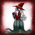  brain cthulhu_mythos cup drinking_straw grey_skin hat hydra_(lovecraft) long_tongue monster_girl personification red_eyes snake solo tongue white_hair witch_hat yagi_mutsuki 