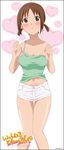  blush breasts cleavage hinako_(issho_ni_training) issho_ni_training kiss large_breasts ponytail shorts solo 
