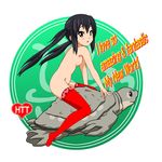  bad_anatomy black_hair engrish heart k-on! long_hair nakano_azusa nose_art nude ranguage red_legwear rm_(rm32) thighhighs ton-chan turtle 