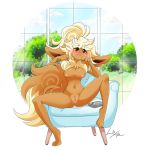  2019 anthro anthrofied areola big_breasts blonde_hair blush breasts brown_eyes brown_fur butt canine chair digital_media_(artwork) dipstick_tail eevee eeveelution eve female fluffy fluffy_tail fur game_boy game_boy_family hair hamsteroftime long_hair looking_at_viewer mammal multicolored_tail navel neck_tuft nintendo nipples nude open_mouth pok&eacute;mon pok&eacute;mon_(species) pok&eacute;morph pussy shy simple_background sitting smile solo spread_legs spreading tree tuft video_games white_background white_fur window 