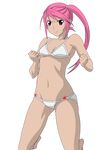  absurdres angry benitsubasa bikini clenched_hand covering_boobs covering_breasts fist flat_chest highres long_hair navel panties pink_hair pony_tail pure_engagement purple_eyes sekirei sekirei_pure_engagement side_ponytail small_boobs small_breasts swimsuit topless white white_panties 