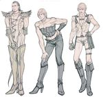  3boys capcom character_request corset cosplay credo crossdressing dante devil_may_cry male male_focus manly multiple_boys muscle nero nero_(devil_may_cry) rae 