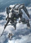  absurdres blue_sky cloud flying gun gungriffon highres machine_gun mecha military no_humans robot sky takuan_(a_mood_home) type_12_high-macs weapon 