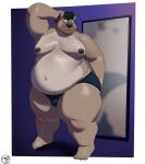  anthro clothing hi_res male mammal mirror monochro78 moobs overweight overweight_male solo thick_thighs trashtoonz underwear ursid 