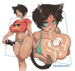  &lt;3 &lt;3_eyes animal_humanoid big_breasts bikini bodily_fluids breast_play breasts cat_humanoid cleavage clothed clothing cum cum_on_breasts felid felid_humanoid feline feline_humanoid female genital_fluids genitals hi_res huge_breasts humanoid male male/female mammal mammal_humanoid penis sandcavern sex solo swimwear titfuck wide_hips 