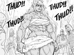  absurd_res armor baalbuddy breasts cleavage clothed clothing english_text female headgear helmet hi_res horn horned_humanoid human humanoid male mammal monochrome muscular muscular_female not_furry text 