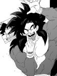  :p ;p black_hair body_fur collarbone dragon_ball dragon_ball_gt greyscale looking_at_viewer monkey_boy monkey_tail monochrome muscular muscular_male nanika_(nnkgh) one_eye_closed prank son_goku spiked_hair super_saiyan super_saiyan_4 tail tongue tongue_out trolling 