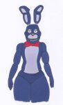  absurd_res bonnie_(fnaf) five_nights_at_freddy&#039;s hi_res lagomorph leporid long_ears looking_at_viewer lovemet123_(lovemet_room) machine male mammal pink_eyes purple_body rabbit red_bow_tie robot scottgames simple_background solo thick_thighs video_games white_background wide_hips 