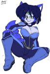  2018 abstract_background akatsukishiranui-fox anthro artist_name bedroom_eyes big_breasts big_butt blue_body blue_fur blue_hair bodysuit boots breasts butt butt_from_the_front canid canine choker cleavage clothed clothing curvaceous curvy_figure dated digital_drawing_(artwork) digital_media_(artwork) female footwear fox fur green_eyes grey_body grey_fur hair hi_res hourglass_figure jewelry krystal looking_at_viewer mammal multicolored_body multicolored_fur narrowed_eyes necklace nintendo seductive short_hair signature simple_background sitting skinsuit small_waist smile solo spread_legs spreading star_fox teeth tight_clothing two_tone_body two_tone_fur video_games voluptuous white_background wide_hips 