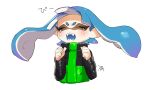  1girl ^_^ blue_hair closed_eyes fangs gradient_hair hands_up highres inkling inkling_girl long_hair multicolored_hair open_mouth puchiman purple_hair simple_background solo splatoon_(series) tears teeth tentacle_hair two-tone_hair upper_body upset v-shaped_eyebrows white_background 