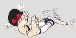  anthro asriel_dreemurr asriel_dreemurr_(god_form) barefoot blush bodily_fluids clothing digit_ring duo english_text feet jewelry male ring soles sweat text toe_ring toes unconscious undertale undertale_(series) underwear video_games 