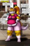 2022 absurd_res anthro belly bottomwear breasts canid canine clothing container cup digital_media_(artwork) drinking english_text female fox fur hair hi_res if_hell_had_a_taste mammal multicolored_body multicolored_fur obese obese_anthro obese_female overweight overweight_anthro overweight_female ponytail profanity shirt shorts solo straw text text_on_clothing text_on_shirt text_on_topwear thick_thighs tiffany_brewwer topwear two_tone_body two_tone_fur viroveteruscy weight_gain 
