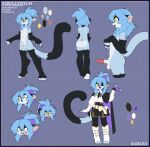  absurd_res anthro balls blue_body blue_fur blue_hair butt clothed clothing color_swatch facial_expressions fur genitals hair haplorhine hi_res humanoid long_tail lunalin male mammal model_sheet monkey nathivy nebula_stellas nude original_characters penis primate solo yellow_eyes 