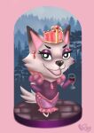  absurd_res alcohol animal_crossing anthro beverage canid canine chibi clothing container crown cup cute_fangs dress drinking_glass ear_piercing ear_ring female forest forest_background fox fur glass glass_container glass_cup hand_on_hip hi_res looking_at_viewer mammal nakhta nature nature_background nintendo piercing plant queen ring_piercing royalty solo tree video_games vulphy white_body white_fur wine wine_glass 
