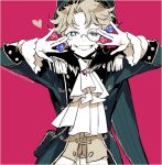  \||/ ascot ball blonde_hair blue_eyes bright_pupils epaulettes freckles frilled_sleeves frills fur_trim hat heart identity_v jellyfisssh male_focus mike_morton mike_morton_(mr._swifts) mismatched_pupils monocle official_alternate_costume pale_skin pink_background short_hair simple_background smile solo star-shaped_pupils star_(symbol) symbol-shaped_pupils twitter_username white_ascot white_pupils 