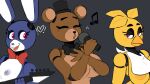  &lt;3 2021 animatronic anthro avian beak bib big_breasts bird blue_body bonnie_(fnaf) bow_tie breasts brown_body buckteeth chica_(fnaf) chicken clothing digital_drawing_(artwork) digital_media_(artwork) electric_guitar exclamation_point eyes_closed female five_nights_at_freddy&#039;s freckles freddy_(fnaf) galliform gallus_(genus) group guitar hat headgear headwear holding_object lagomorph leporid machine mammal microphone musical_instrument musical_note nipples open_mouth phasianid pink_eyes plucked_string_instrument rabbit robot scottgames simple_background singing smile string_instrument teeth top_hat trio ursid video_games yellow_body zhenai 