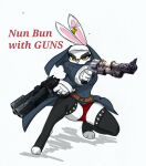  anthro clothing fan_character female gun hi_res legwear nun nun_bun_with_guns nun_outfit pace-maker panties ranged_weapon solo stockings underwear weapon 