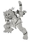  anthro claws countershade_fur countershade_torso countershading felid fur hi_res kemono kiyosan male mammal open_mouth pawpads raised_tail simple_background solo tribal white_background young 