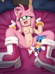  amy_rose anthro blush breasts butt clothing digital_media_(artwork) eulipotyphlan female fur fureezy furniture genitals gloves green_eyes hair handwear hedgehog hi_res looking_at_viewer mammal mostly_nude nipples nude open_mouth pink_body plushie pussy sega solo sonic_the_hedgehog sonic_the_hedgehog_(series) video_games 