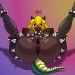  1:1 4_arms ahegao anus areola armwear big_areola big_breasts big_butt big_nipples black_clothing blonde_hair bowsette_meme breast_grab breasts brown_anus brown_areola brown_body brown_nipples brown_pussy brown_skin butt cervix clitoris clothed clothing collar crown eyebrows eyelashes genitals hair hand_on_breast hand_on_leg hand_on_pussy hi_res horn huge_areola huge_breasts huge_butt leg_markings legs_up legwear long_hair long_tail long_tongue looking_at_viewer looking_pleasured mario_bros markings meme multi_arm multi_limb nails nintendo nipples open_mouth partially_clothed pupils pussy rashchaos slit_pupils socks_(marking) spikes spread_legs spread_pussy spreading super_crown tagme thick_tights tongue tongue_out video_games yellow_eyes 