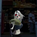  3d_(artwork) anthro canid canid_demon convenience_store demon digital_media_(artwork) female food garry&#039;s_mod hellhound helluva_boss hungry loona_(helluva_boss) loona_in_mexico mammal roblox solo standing taco tanimationllc 