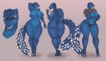  anthro big_breasts big_butt black_sclera blue_body breasts butt capcom claws docfurpanic fanged_wyvern fangs female genitals monster monster_hunter nude odogaron purple_eyes pussy scalie smile solo spiked_tail spikes spikes_(anatomy) standing teeth thick_thighs video_games wide_hips 